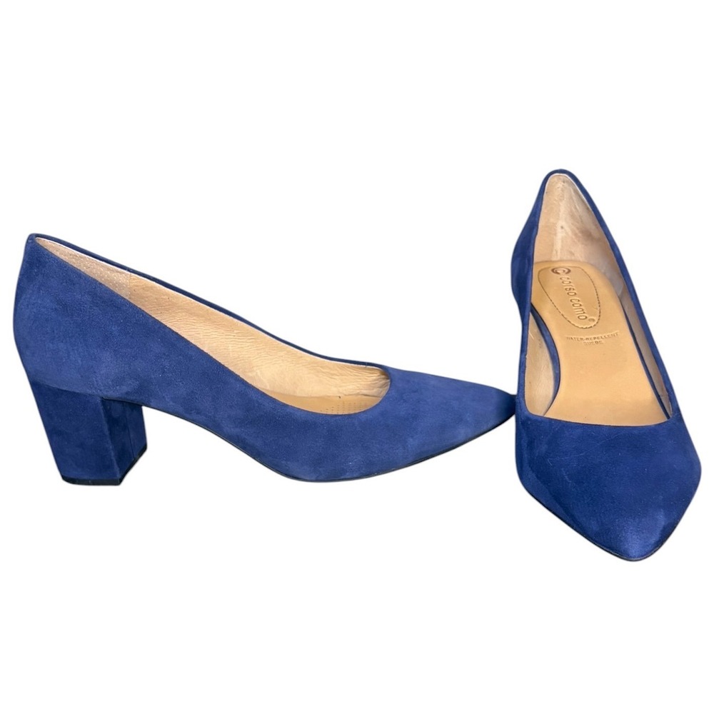 NWOT Corso Como Blue Suede Pumps Block Heel Pointed Toe Women's Size 8M